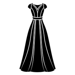 Maxi Dress icon silhouette vector illustration
