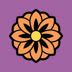 Hippy groovy daisy flowers retro style Illustration