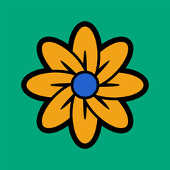 Hippy groovy daisy flowers retro style Illustration