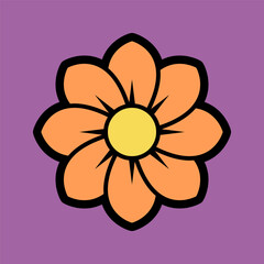 Hippy groovy daisy flowers retro style Illustration
