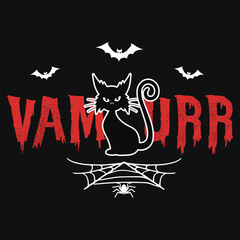 Vampurr halloween day 31 October witch boo typography or graphics tshirt design
