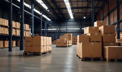 Warehouse Harmony: Boxes on Pallets in an Abstract Blur