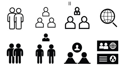 Set of editable vector illustrations of society line icons.