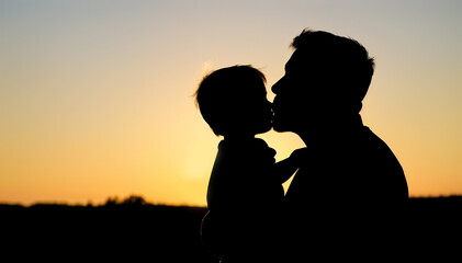 Silhouette of Father and Son