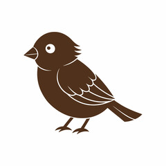 Obraz premium Sparrow isolated on white, sparrow vector illustration, bird on a branch vector art, sparrow silhouette, bird vector icon, sparrow on a branch vector, eps