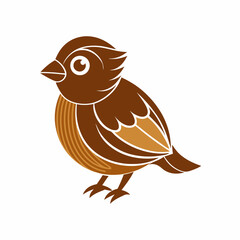 Fototapeta premium Sparrow isolated on white, sparrow vector illustration, bird on a branch vector art, sparrow silhouette, bird vector icon, sparrow on a branch vector, eps