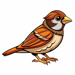 Sparrow isolated on white, sparrow vector illustration, bird on a branch vector art, sparrow silhouette, bird vector icon, sparrow on a branch vector, eps