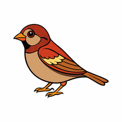 Sparrow isolated on white, sparrow vector illustration, bird on a branch vector art, sparrow silhouette, bird vector icon, sparrow on a branch vector, eps
