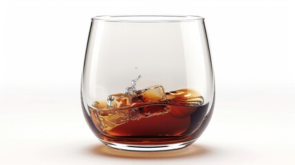 Whiskey glass, 3D illustration, realistic, isolated on white background