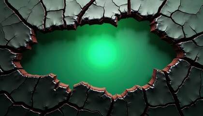 Cracked Surface with Green Background.