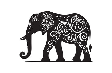 vector silhouette of an Elephant on a white background