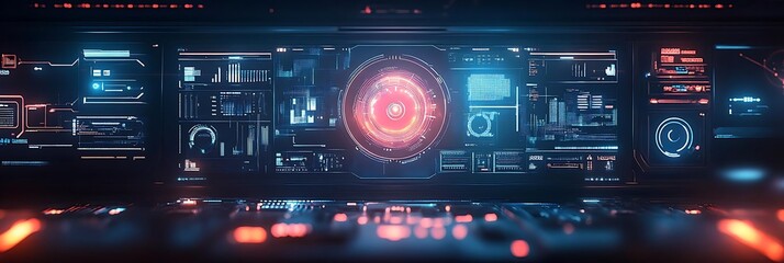 Obraz premium Futuristic Tech Interface Illustration with Red and Blue Lights