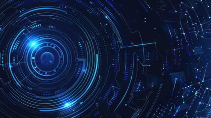 Obraz premium Abstract Futuristic Blue and Black Technology Interface