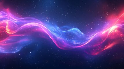 Obraz premium Abstract Background with Blue and Pink Glowing Waves and Stars