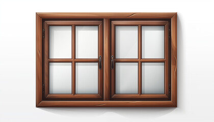 Brown Wooden Window with Glass Panes