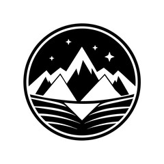 Mountain Range Logo. A logo icon of a mountain range in the distance silhouette illustration.