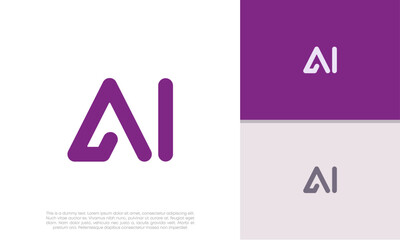 Initials AI logo design. Initial Letter Logo. Innovative high tech logo template.	