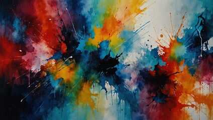  Abstract acrylic and watercolor painting