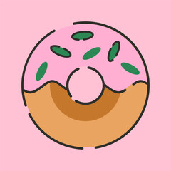 Donuts Illustraton Flat Design Isolated on Pink Background