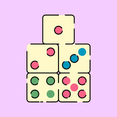 Cute Dice Toys for Kids Isolated on Pink Background