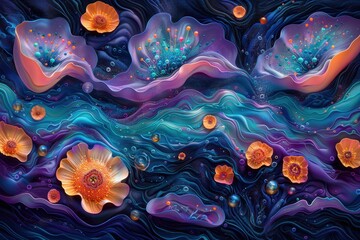 Obraz premium Abstract Floral Composition in Vibrant Hues