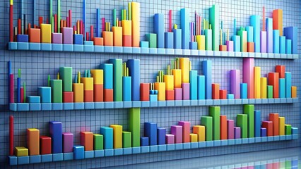Obraz premium Vibrant display of colorful histograms, charts, and statistics for professional data representation