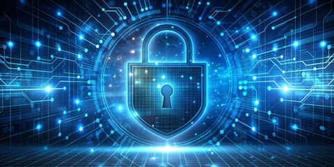 Obraz premium Futuristic cyber security technology for protecting businesses from cyber threats, cybersecurity, future-proof