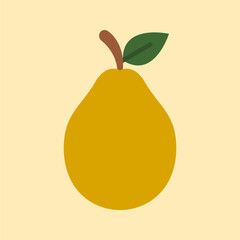 Pear Fruit Illustration Isolated on Yellow Background