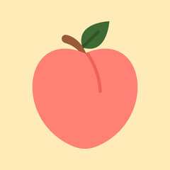 Peach Fruit Illustration Isolated on Yellow Background