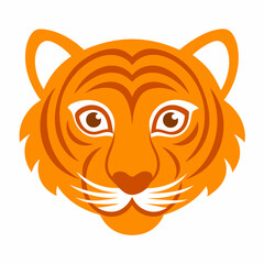 Cartoon Tiger head icon silhouette vector illustration style on a white background 