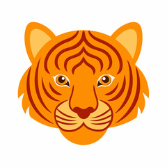Cartoon Tiger head icon silhouette vector illustration style on a white background 