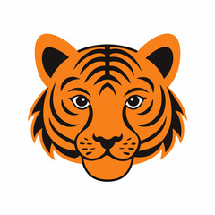 Cartoon Tiger head icon silhouette vector illustration style on a white background 