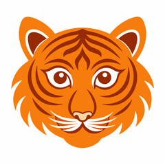 Cartoon Tiger head icon silhouette vector illustration style on a white background 