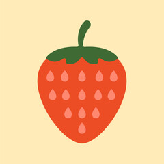 Strawberry Fruit Illustration Isolated on Yellow Background