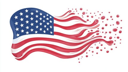 Obraz premium A tattoo design of the American flag, featuring a rippling effect with intricate shading that gives a dynamic, flowing appearance