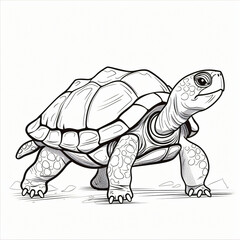 Fototapeta premium Cartoon of a Turtle children coloring book page 