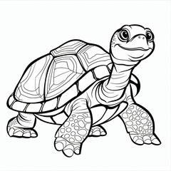 Fototapeta premium Cartoon of a Turtle children coloring book page 