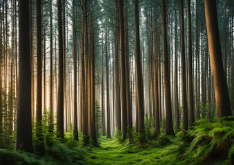 Green trees are isolated against a white background. A forest of foliage in summer, with a row of trees and shrubs.