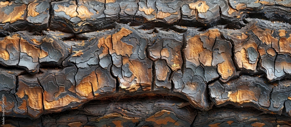 Poster Charred Tree Bark Texture