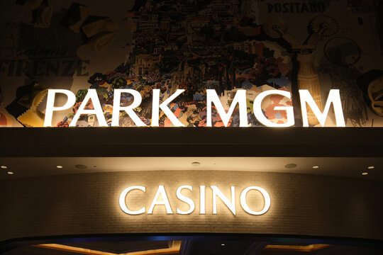 Las Vegas,Nevada,USA-June 17th 2024:Park MGM sign. A megaresort hotel and casino by MGM Resorts International