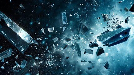 abstract background modern 3D wallpaper with fragmented, shattered pieces that float in space