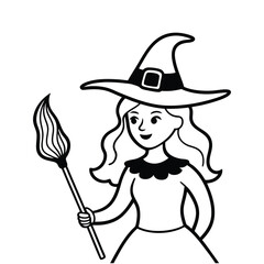 Silhouette of a Witch on a Broomstick Vector Illustration.