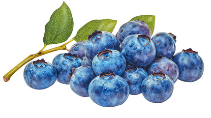 Fototapeta premium High quality branch of blueberries, png image. transparent image