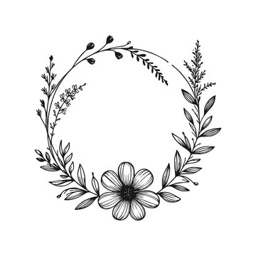 Vector Hand Drawing Flower Frame 02