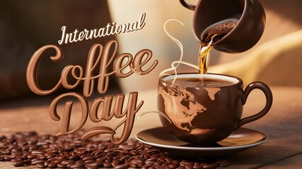 International Coffee Day Celebration with Friends in a Cozy Coffee Shop Atmosphere