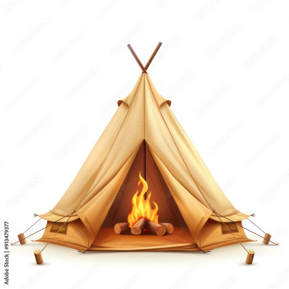 Poster Campfire in a Teepee