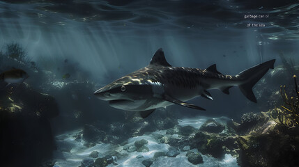 Fototapeta premium Tiger Shark in the Depths.