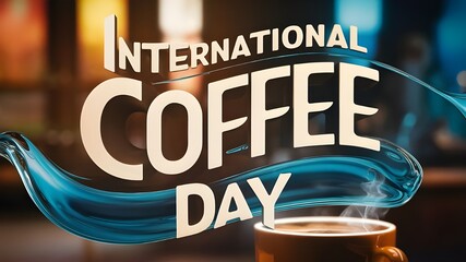 Happy International Coffee Day Greeting Card with Festive and Joyful Design Elements