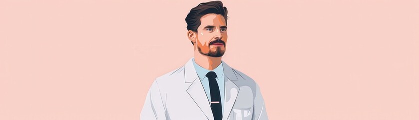 A professional male doctor poses confidently in a lab coat, showcasing expertise and dedication to healthcare.