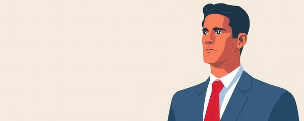 Professional businessman in a suit, exuding confidence and readiness for success. Ideal for corporate and marketing themes.